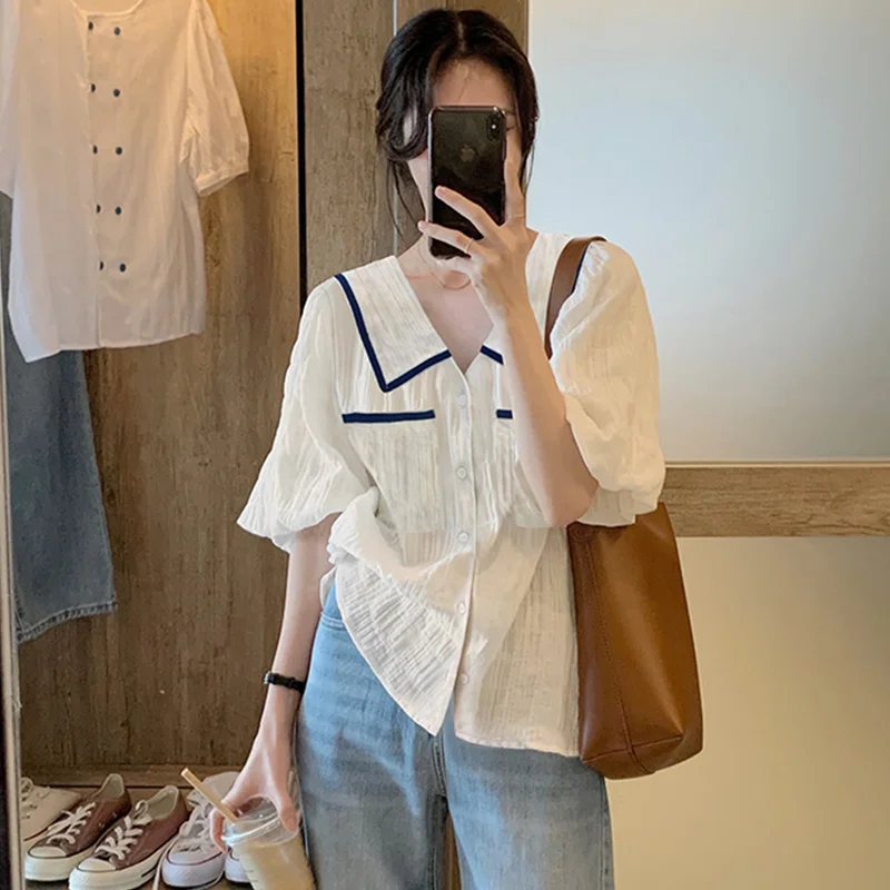 Рубашки женские летние свободные повседневные топы дышащие нежные