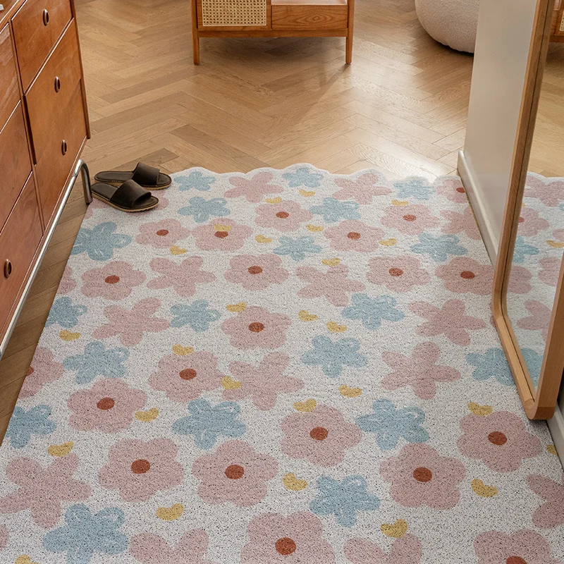 

Прочный дверной коврик с розовыми цветами, коврики для приветствия, сверхмощный Нескользящий Резиновый дверной коврик, моющийся легко чист...