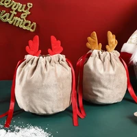 christmas antlers bags velvet draw string candy bags bunny gift packing bag christmas party favors wedding souvenirs for guests