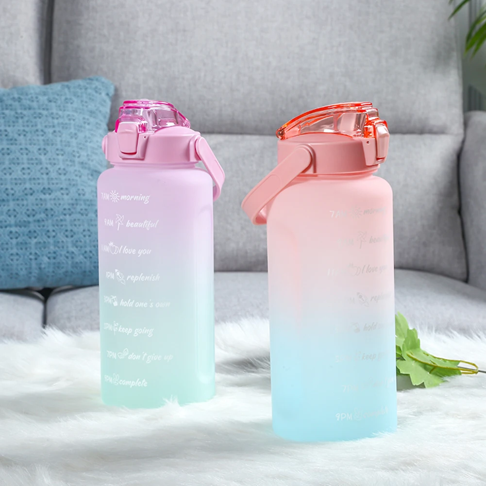 

2000ML Bouncing Straw Sports Bottle Leak-proof Outdoor Drinkware for Fitness One-button Unlocking Drinking Kettle