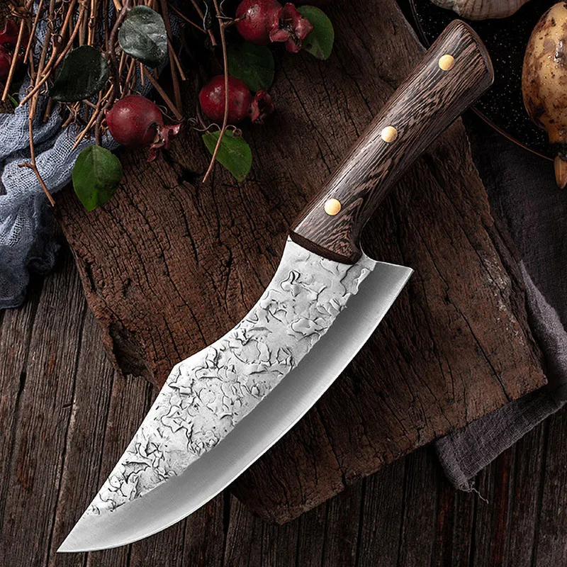 

8-дюймовые кухонные ножи ручной работы, кованые, очень острые, шеф-повара для нарезки, мясника, рыбы, фрилета, ручка из дерева венге, китайский...