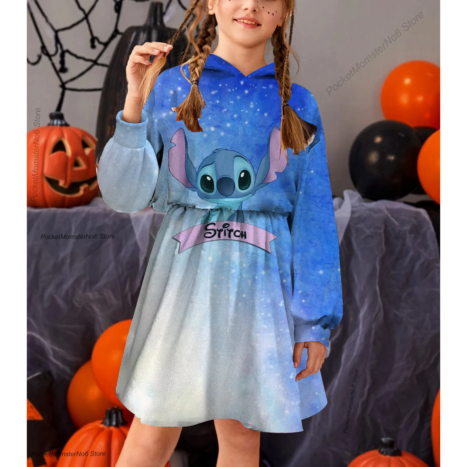 

Casual Disney Stitch Sweatshirt 3D Printed Girls Casual Cute Girls Hoodie Long Sleeve Pullover Princess Skirt Girls Kids