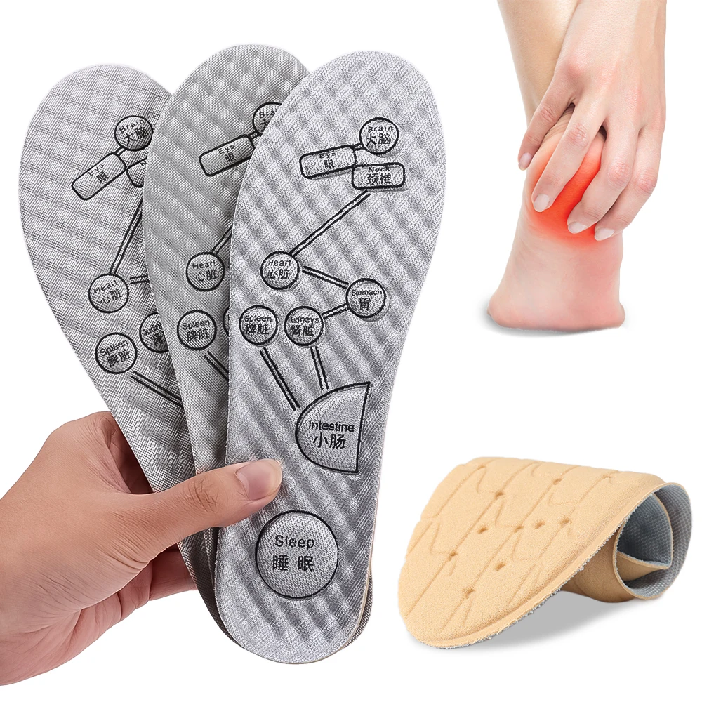 4pcs Foot Acupressure Insole for Men Women Soft Breathable Sports Cushion Inserts Sweat-absorbing Deodorant Orthopedic Shoe Sole