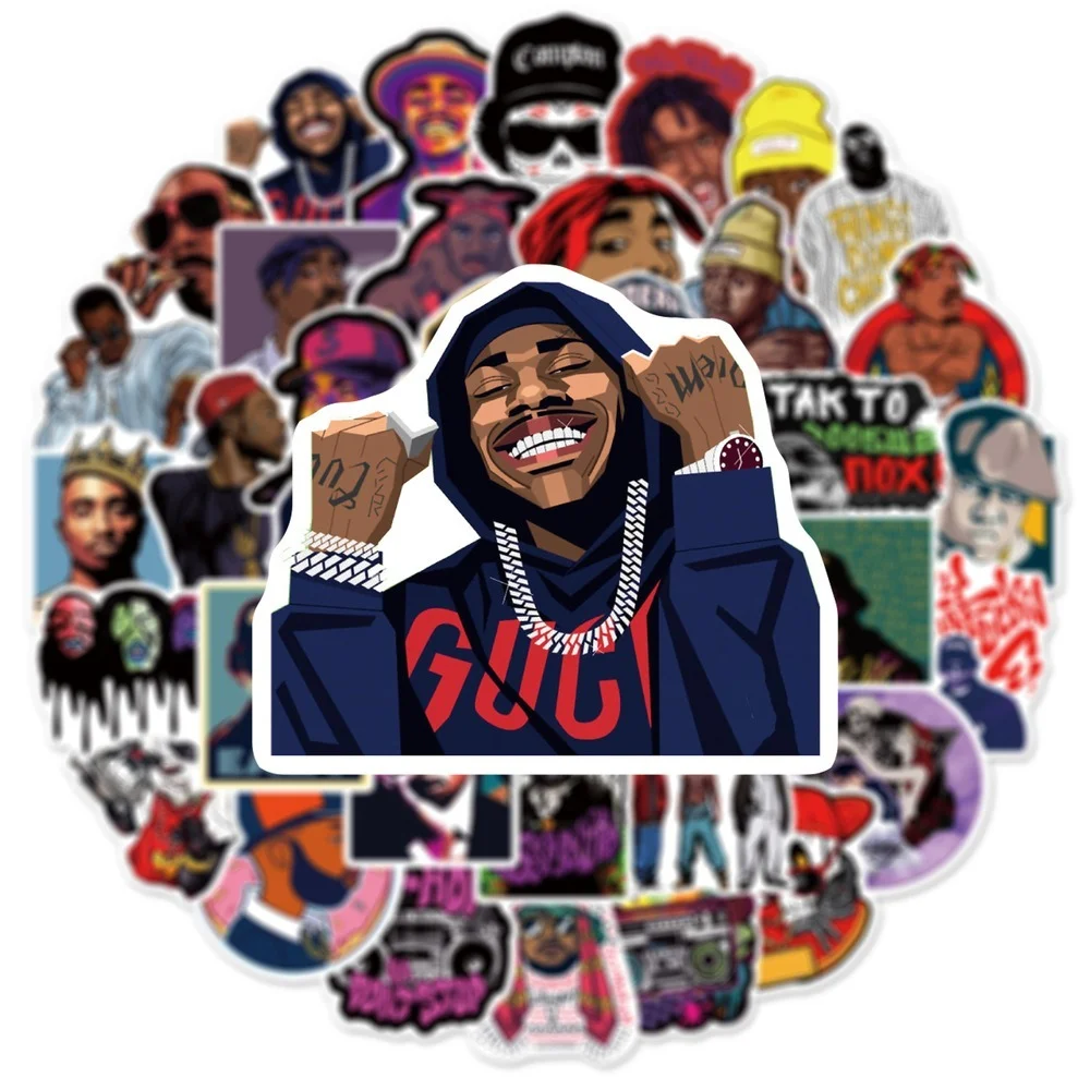 

10/50/64PCS Hip Hop Sticker Cool DJ Rap Graffiti Rock Vinyl Stickers for Adults DIY Bike Laptop Skateboard Stickers Waterproof