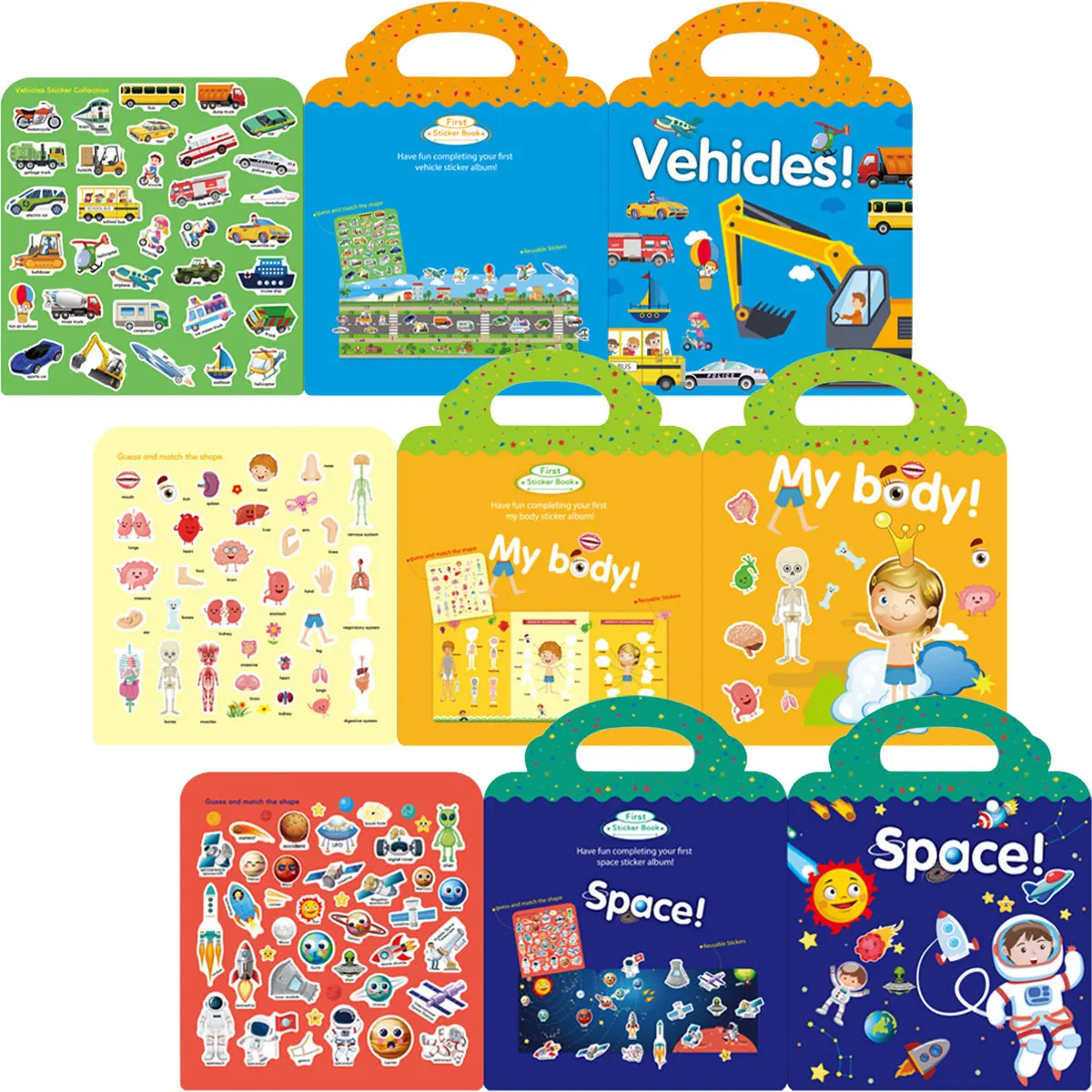 

3Pcs Sticker Books Set for Storytelling Reusable and Washable Clings Book Set Early Educational Stickers Set Window Clings Toys