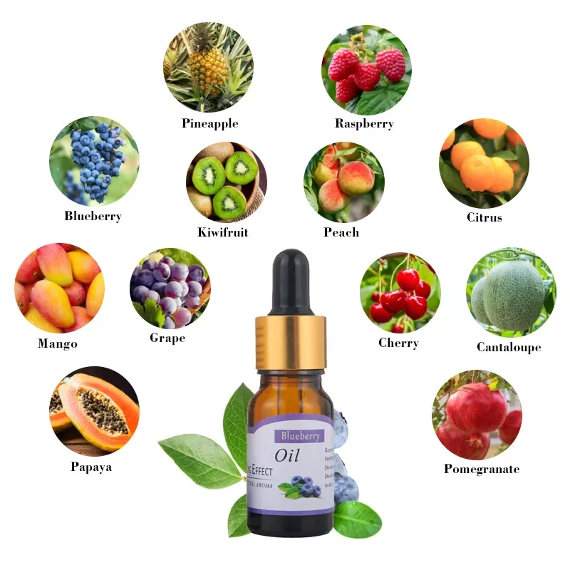 

12 kind fruit flavour Pure Essential Oils for Diffuser, Humidifier, Massage, Aromatherapy, Blueberry Cherry Mango Kiwifruit