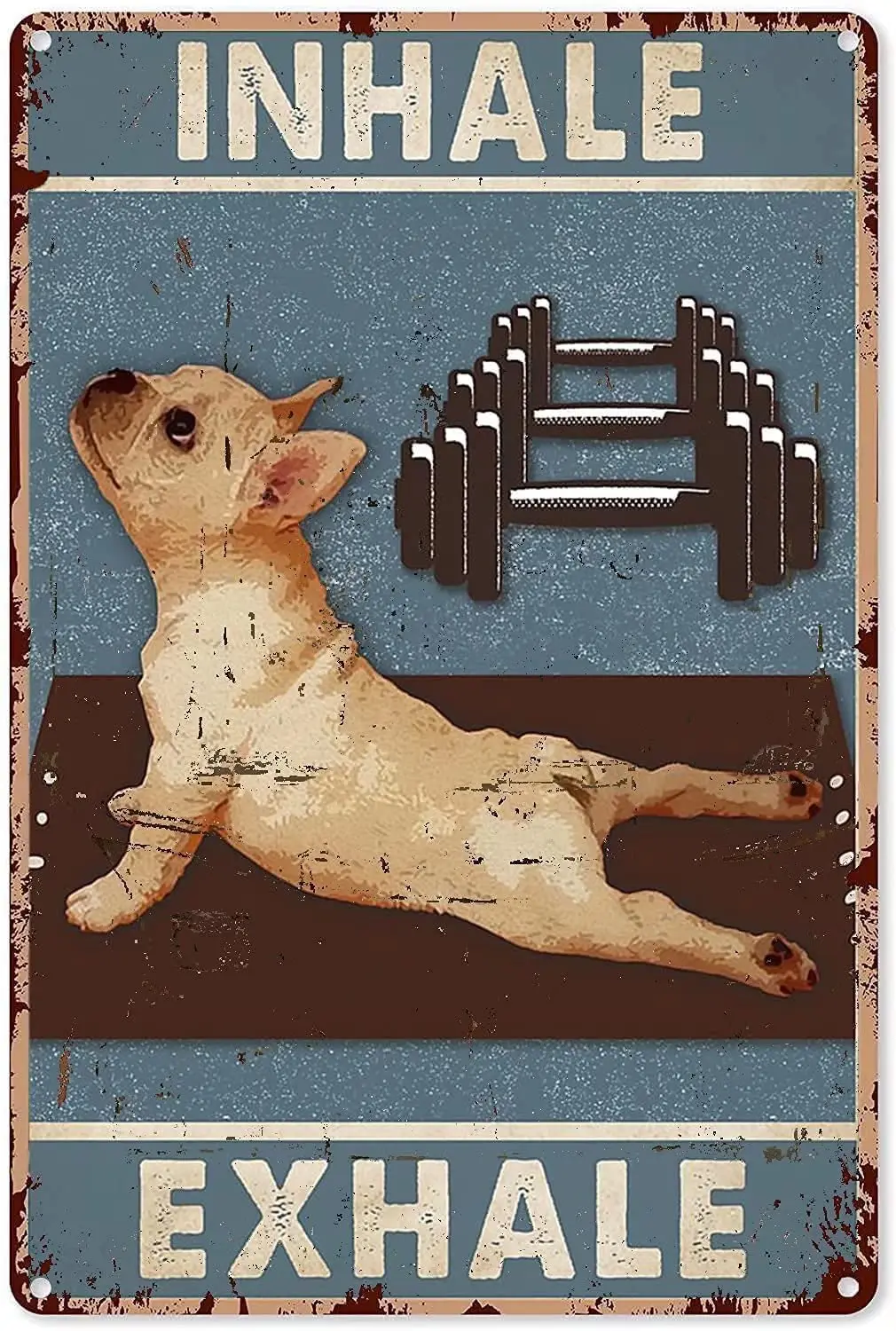 

Funny Dog Fitness Exercise Metal Tin Sign Metal Tin Sign Suitable for Store Garage Gym Farm Bar Office Bathroom Home