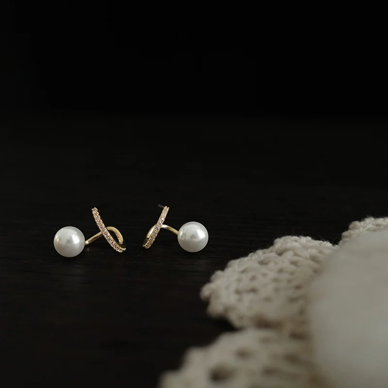 Fan Du S925 Silver Needle High-Grade Pearl Earrings Design Women Elegant All-Match Suitable for Winter