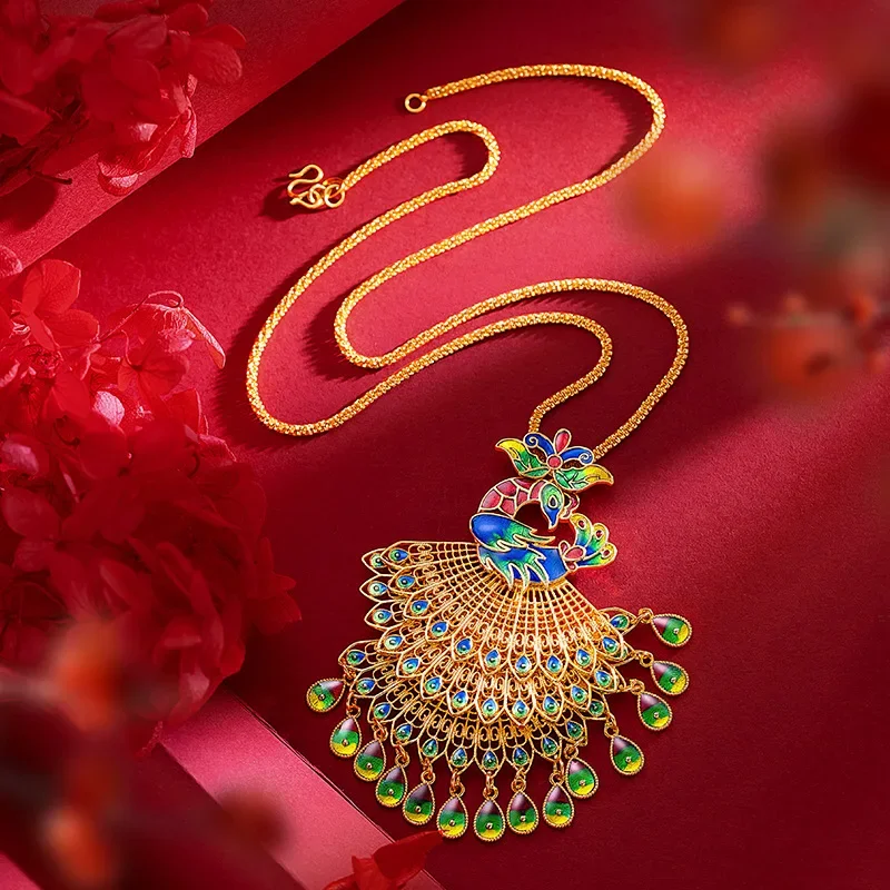 Кулон Феникс в этническом стиле 24 к из настоящего золота 9999 пробы цепочка для