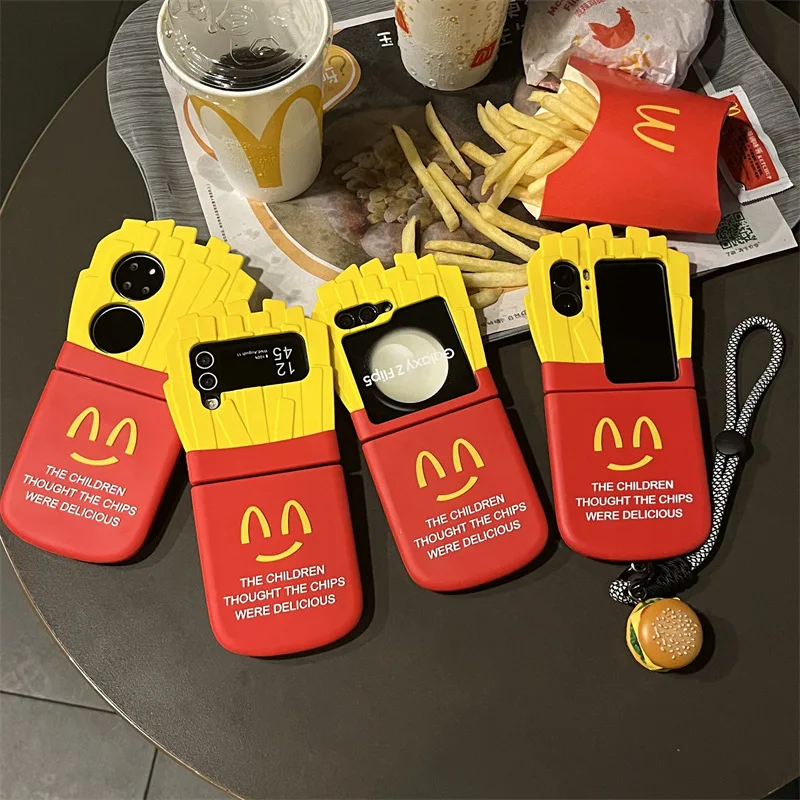 

Cartoon French Fries Phone Case for Samsung Galaxy Z Flip 5 4 3 Protective Back Cover for Z Flip4 ZFlip 3 ZFlip5 Case Shell