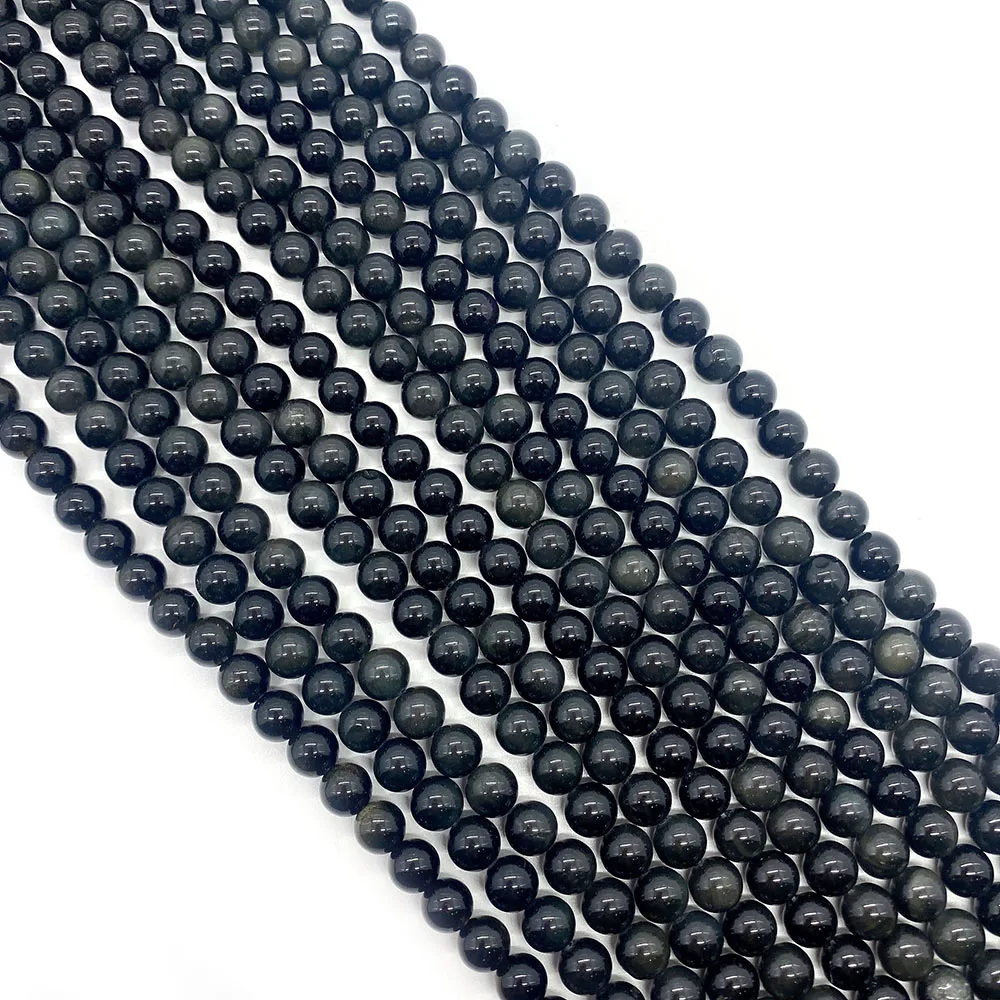 

Natural Stone Colored Obsidian Obsidian Round Stone Beads Bracelet for Women DIY Colored Beads Jewelry Accessories Gift 15 Inch