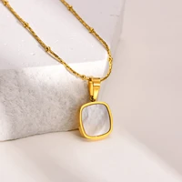 new trendy japan korea style women necklaceschic geometric square pendant with adjustable satellite chain stamp gold tone
