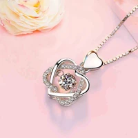 women silver necklace silver love flashing heart pendant rose gold clavicle chain simple pendant necklace fashion female jewelry