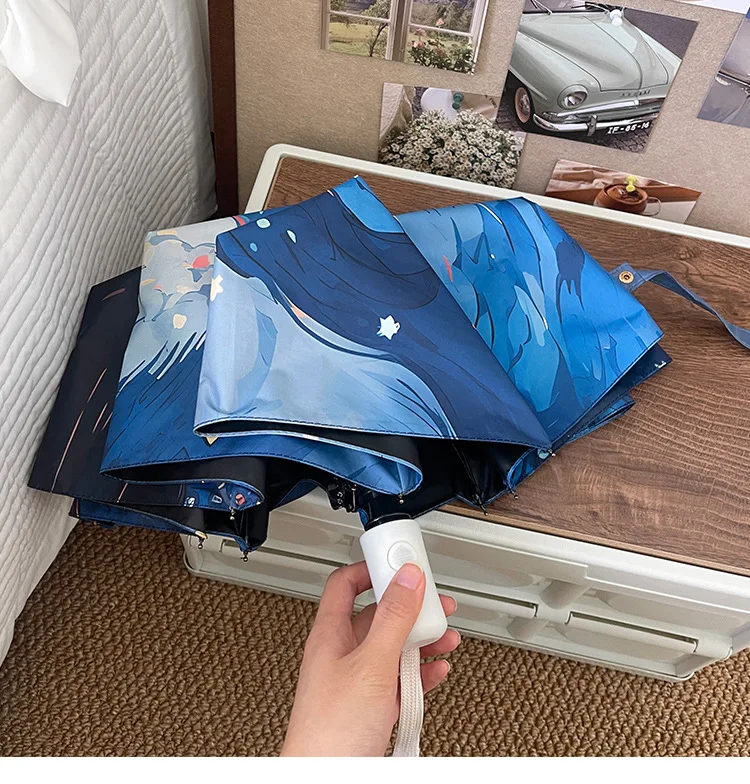 

Женский автоматический зонт с голубой звездой и котом