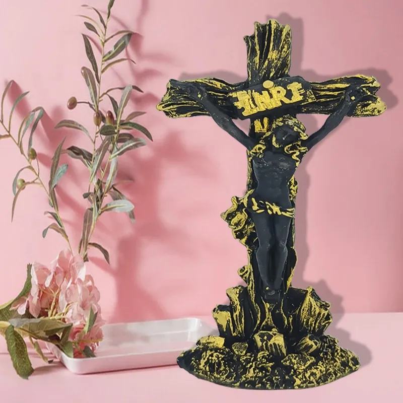 

17cm Christian Easter Cross Sakyamuni Crucifixion Religious Sakyamuni Church Decorations Gifts Resin Ornaments Home Decoration
