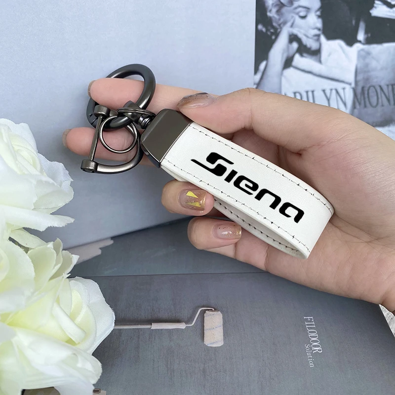 

Top Layer Cowhide Key Chain Keyrings Lanyard Custom Logo For Fiat SIENA 2000 2002 Car Accessories For SIENA Fiat