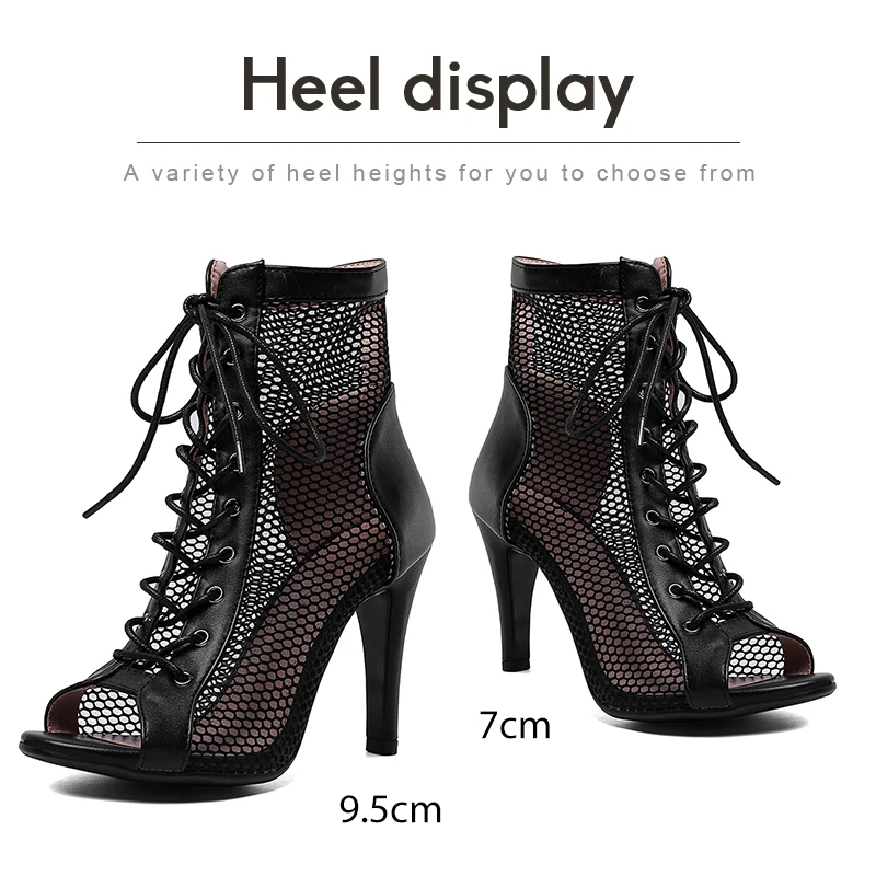 DKZSYIM Women Latin Dance Shoes High Heels Black Stilettos Sexy Thin Heels Dance Boots For Women's Dancing shoes Ballroom