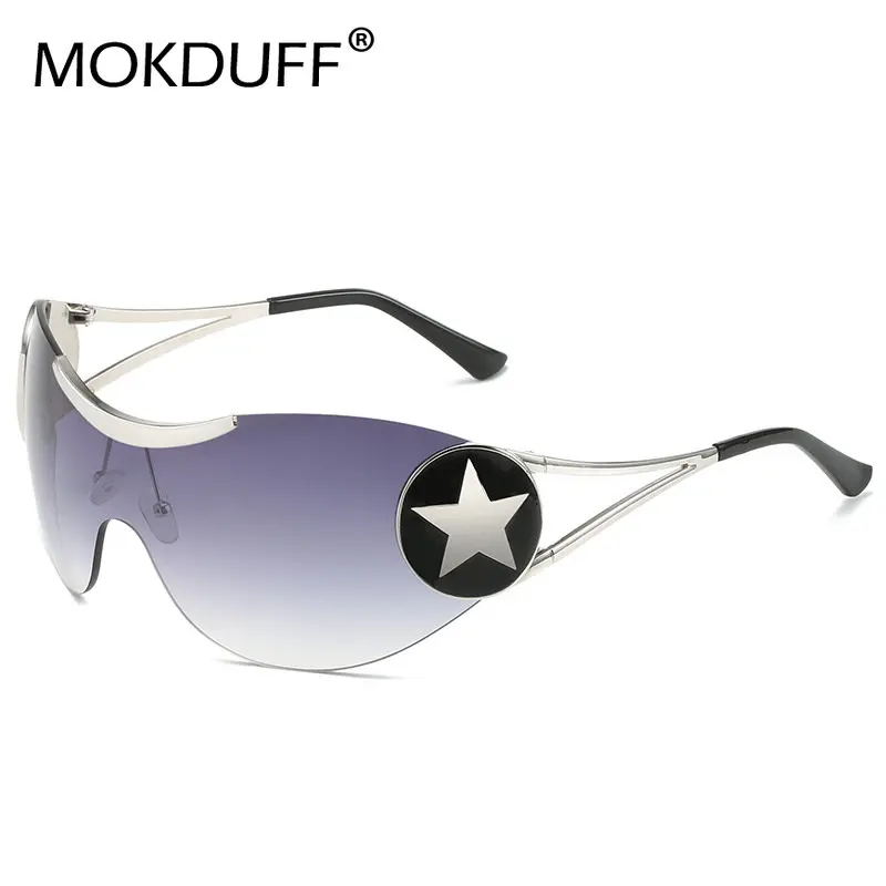 

Punk One Piece Sunglasses Goggle New Y2k Luxury Brand Sun Glasses 2000's Shades Eyewear UV400 Female Designer Five Star Glasses