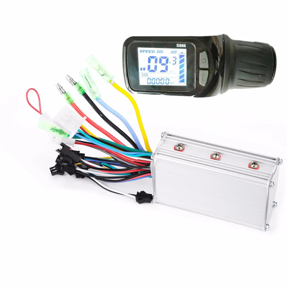 

24V-48V/36V-60V 250W 350W Electric Bicycles Scooter Brushless Hub Motor Controller S886 LCD Display Panel Thumb Throttle EBike