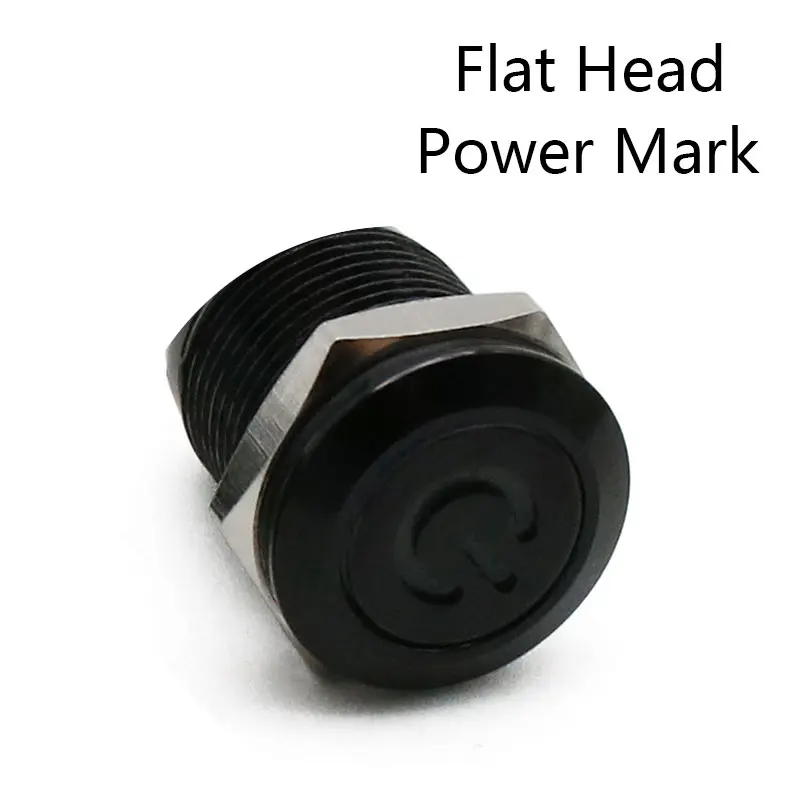 

12 мм глинозем, черный, плоский, с высокой головкой, водонепроницаемый металлический кнопочный переключатель, светодиодный светильник с мгновенной фиксацией, выключатель питания двигателя автомобиля, ПК, 5 В