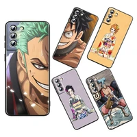 one piece anime art for samsung galaxy s22 s21 s20 s10 s10e s9 s8 s7 pro ultra plus lite black luxury silicone soft phone case