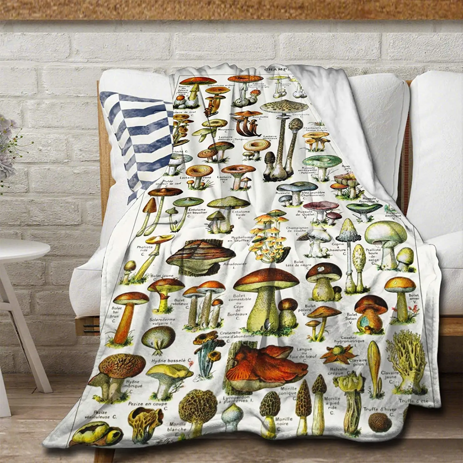 

Avalokitesvara Vintage Edible Mushroom Flannel Blanket,Throw Soft Warm Fluffy Plush,Lightweight Microfiber for Bed Couch Chair