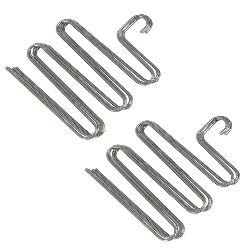 

8 Pack Multi Pants Hangers Rack For Closet Organization,Stainless Steel S-Shape 5 Layer Clothes Hangers For Space Saving