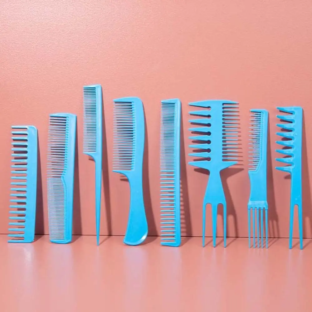 

8Pcs/set Professional Double Side Tooth Combs Fish Bone Shaped Hair Brush Hair Dyeing Cutting Coloring Brush Hairstyling Tool