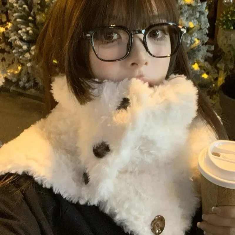 Женский вязаный пуловер с имитацией воротника на пуговицах