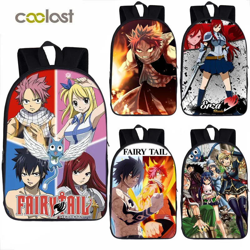 anime Fairy Tail backpack Natsu Dragneel / Erza Scarlet school bags for teenager boys girls school backpack women men rucksac