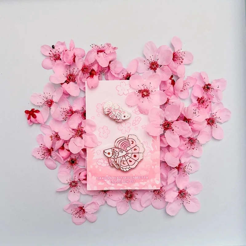 

Enamel Pin - Sakura Halfmoon Betta Pin Set with Card