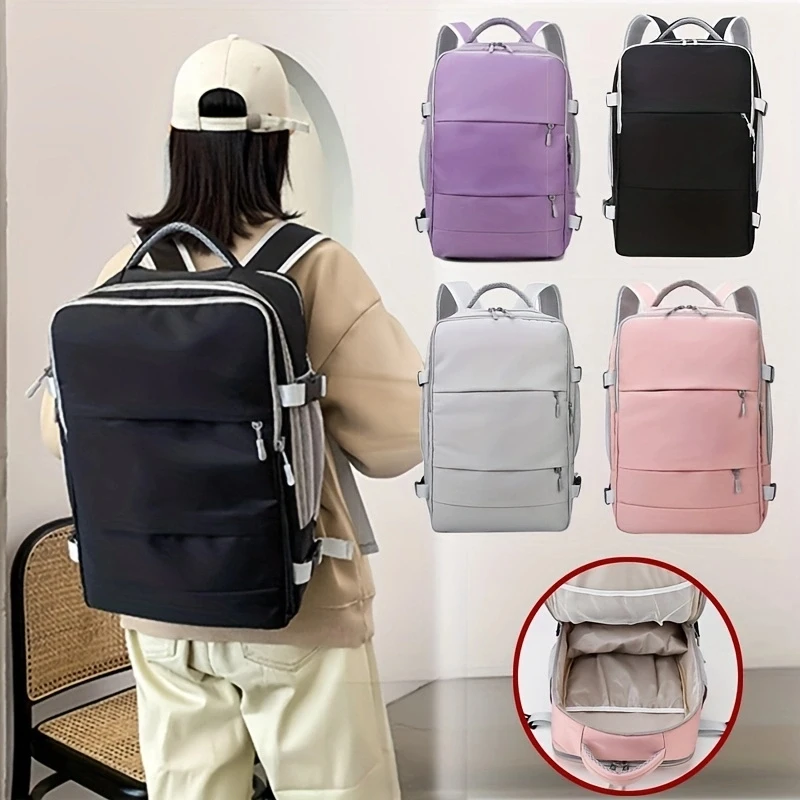 

Женский дорожный рюкзак, водоотталкивающий стильный повседневный рюкзак с защитой от кражи и ремешком для багажа, рюкзак с USB-портом для зарядки