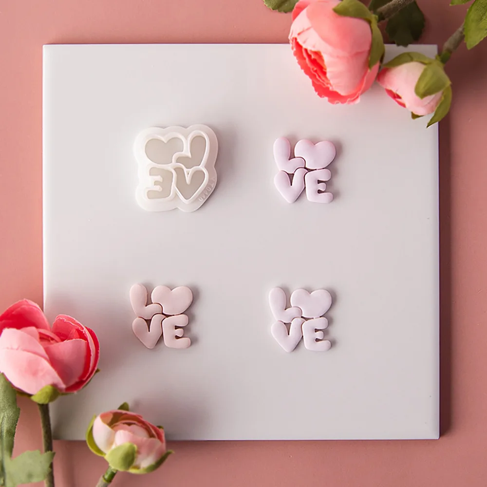 Серия ко Дню святого Валентина полимерные серьги глиняная форма в форме сердца