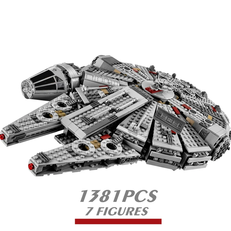 

FIT 75105 1381PCS Star Space Wars Millennium Falcon Ship Fighter Force Awakens Figures Building Block Brick Gift Kid Boys Toy