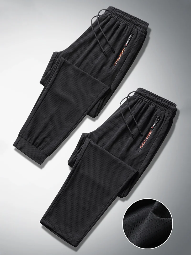 

Summer Breathable Mesh Black Sweatpants Men Joggers Sportswear Baggy Trousers Male Casual Track Gyms Pants Plus Size 7XL 8XL 9XL