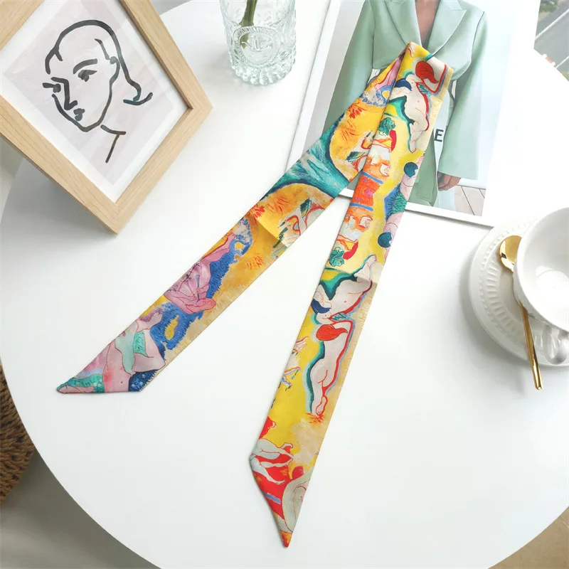 2023 роскошный маленький шелковый шарф для женщин модные обертывания ленточный