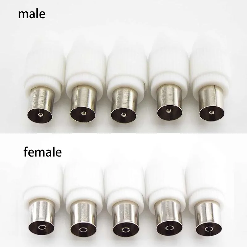 

5/10pcs 75-5 Free Welding RF Television Male Female Connector Plug 9.5 TV RF Terminal Antenna Adapter White Colour