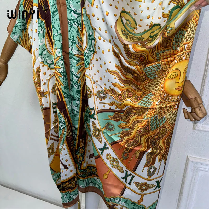 WINYI летнее Африканское платье с V-образным вырезом пляжная одежда принтом для