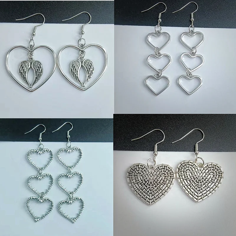 

Drop Earrings Women Fashion Hot Sale Hollow Out Silvery Lovely Jewelry Golden Heart Alloy Drop Girls High Quality Accessories