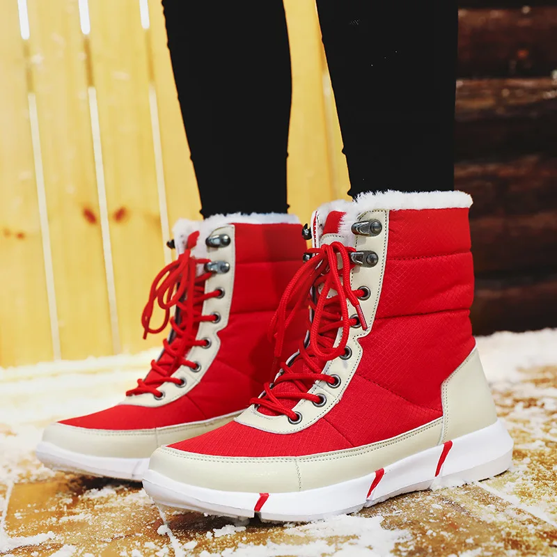 Snow Boots Women Winter High Top Waterproof Non-slip Outdoor Flats Boots Keep Warm Comfortable Large Size Cotton Shoes Couple