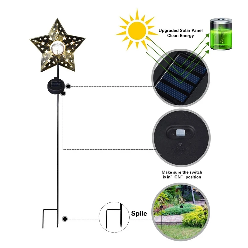 

Solar Powered Garden Lights Outdoor Decorative Star Light Waterproof Solar Stakes Lights For Patio Lawn Pathway