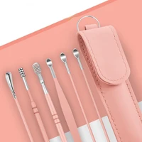 6pcset ear cleaner earwax removal tool abs earpick curette reusable ear cleaning wax remover trimmer spoon ear pick cleanser