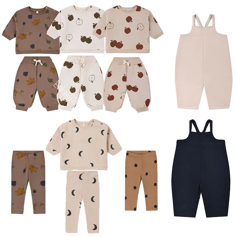 

EnkeliBB Baby Winter Lovely Sweatshirt and Pants Sets Cute Moon and Apple Print Clothes Suits Girls Boy Toddler Designer Clothes