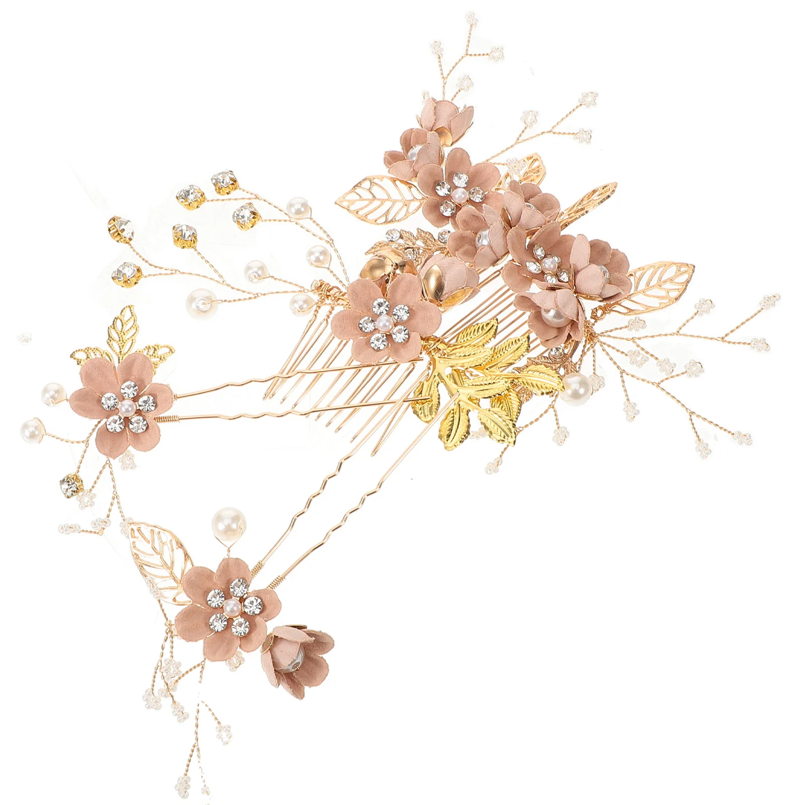 4 Pcs Floral Bridal Headpiece Fancy Vintage Decor Girls Hair Accessories Rhinestone Side Combs for Bride Jasmine