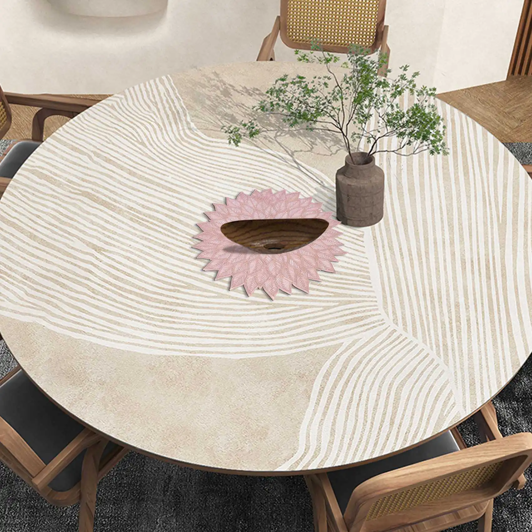 

Набор из 6 салфеток, Круглые Пустотелые коврики с цветами для обеденного стола, прессованные, розовое золото