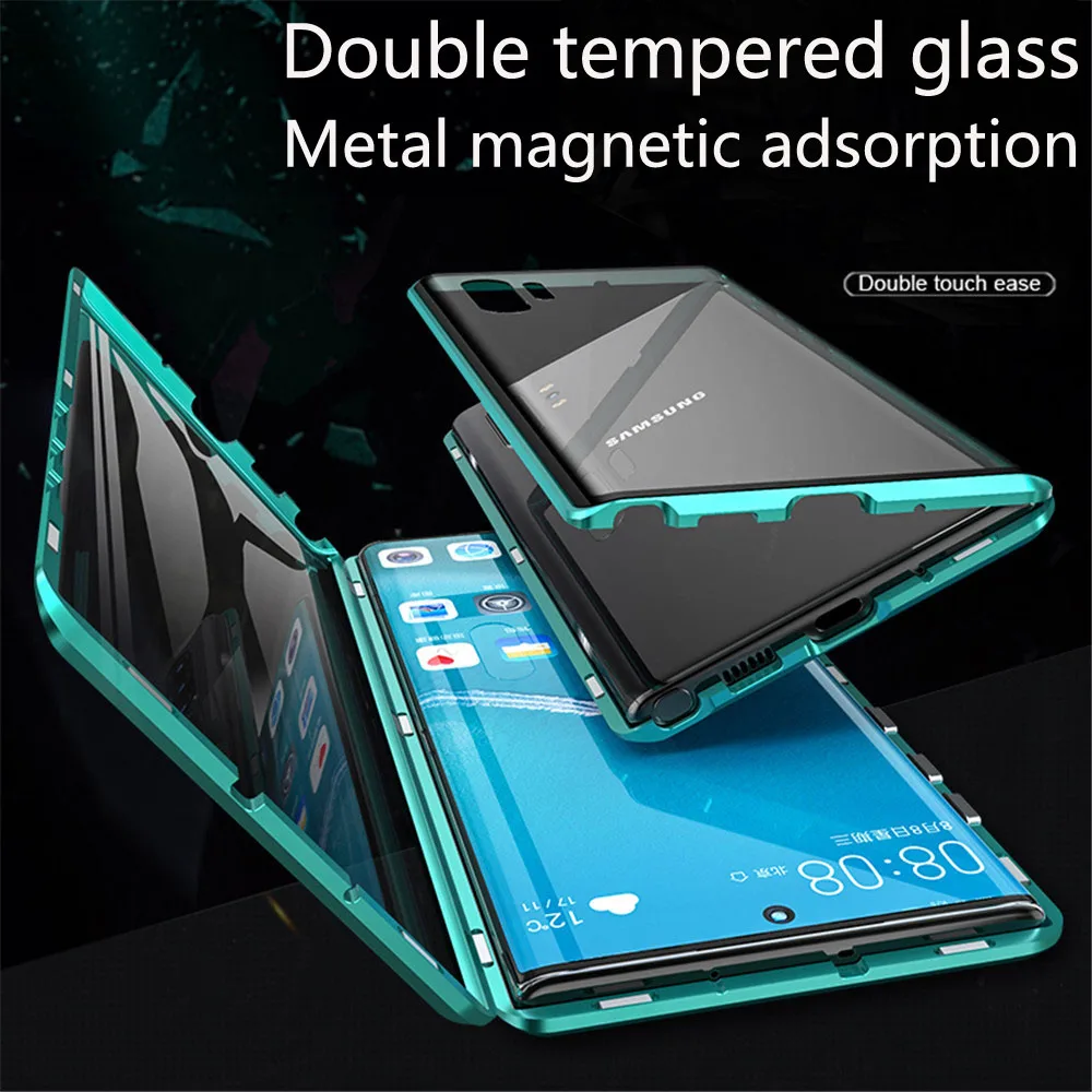 

Front And Back Tempered Glass Metal Magnetic Adsorption Case sFor Samsung Galaxy A10 A20 A30 A40 A50 A70 Phone Case Cover Capa