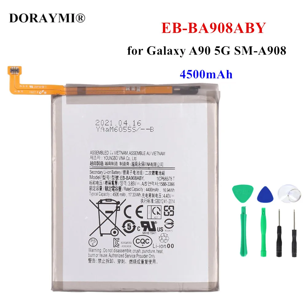 

Original 4500mAh EB-BA908ABY Phone Battery For Samsung Galaxy A90 5G SM-A908 Replacement Batteries+Tools