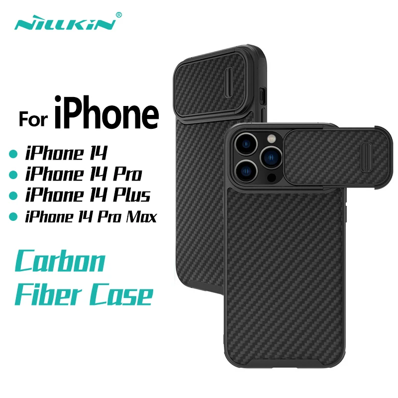 

NILLKIN For iPhone 14 Pro Max Case Synthetic Carbon Fiber Case For iPhone 14 Pro Slide Camera Spring Cover For iPhone 13 ProMax