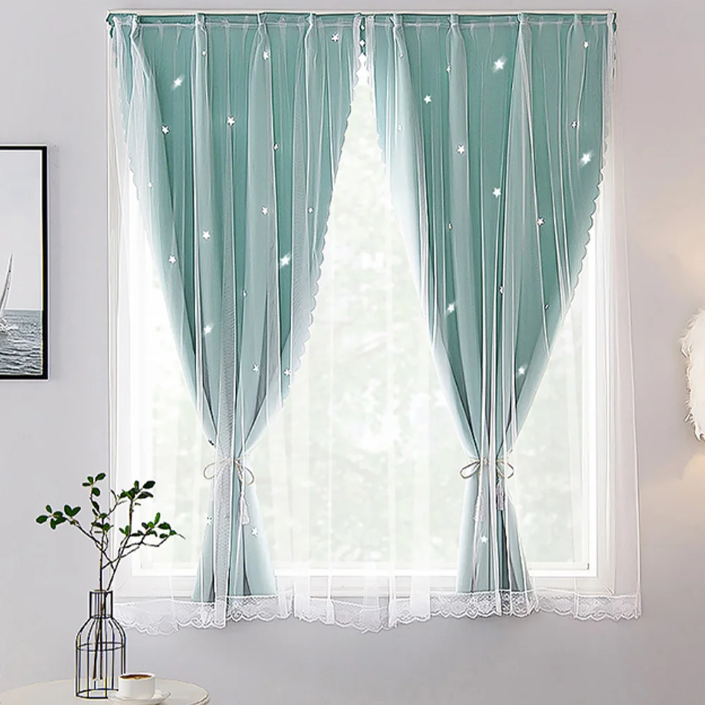 

YanYangTian Curtain magic tape hollow out with yarn self-adhesive simple perforation installation bedroom shading cloth window