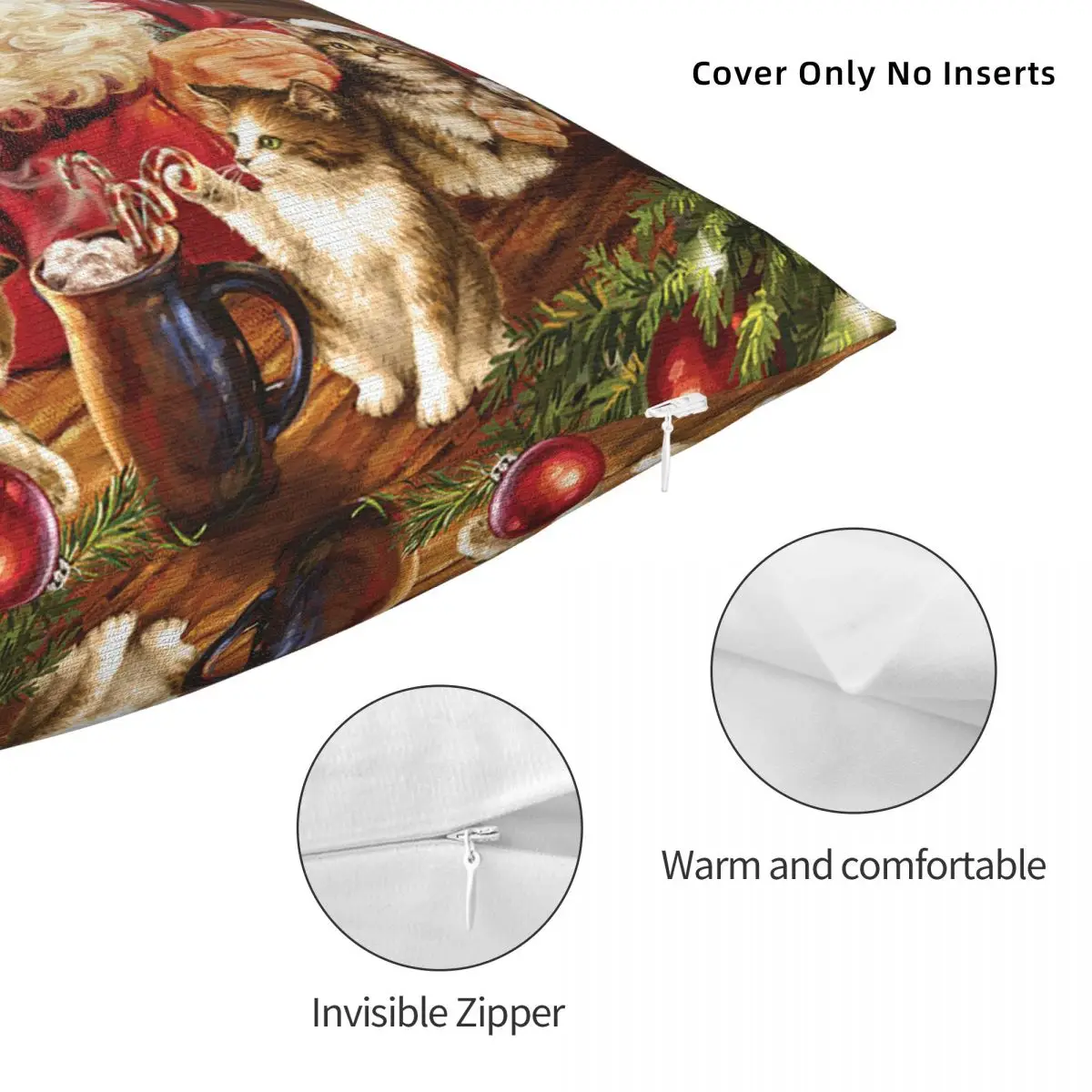 Новогодние наволочки с надписью &quotMerry Christmas&quot &quotСанта&quot &quotМилая кошка&quot